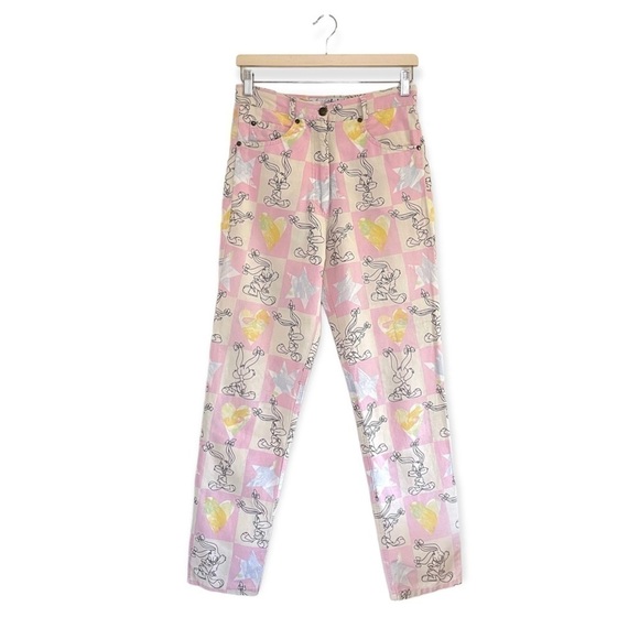 JC de Castelbajac Vintage 90’s Linen Cotton High Waist Pant Tiny Toon Babs Bunny - Picture 6 of 16